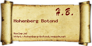 Hohenberg Botond névjegykártya
